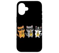 Custodia per iPhone 16 Whimsical Feline Saxophonist Group Jazz Cat Aesthetic