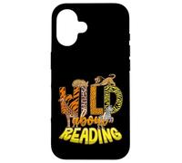 Custodia per iPhone 16 Wild About Reading Books Bibliotecario del giorno della biblioteca degli animali dello zoo