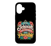 Custodia per iPhone 16 With Jehovah All Things Possible Jehovahs Witnesses Gift