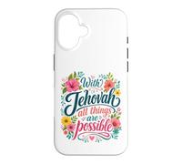 Custodia per iPhone 16 With Jehovah All Things Possible Jehovahs Witnesses Gift