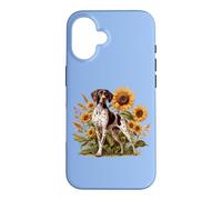 Custodia per iPhone 16 Womens Girls Flowers Hunting Dog German Shorthaired Pointer