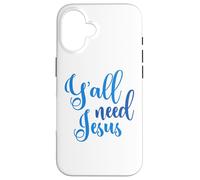 Custodia per iPhone 16 Ya'll Need Jesus Easter Christian Church Uomini Donne Ragazzi Ragazza