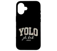 Custodia per iPhone 16 Yolo JK BRB Jesus Christ Funny Christian Easter Sunday Joke