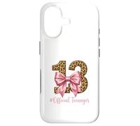 Custodia per iPhone 17 13° compleanno leopardato fiocco rosa ufficiale teen