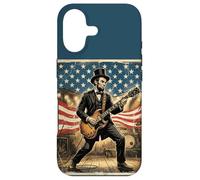Custodia per iPhone 17 Abraham Lincoln Playing Electric Guitar 4th of July Vintage