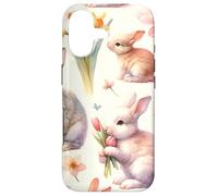 Custodia per iPhone 17 Aesthetic Spring Flower Patter Vintage Easter Bunny Rabbit