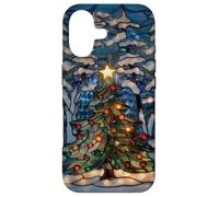 Custodia per iPhone 17 Albero di Natale Luce Vetro Stained Glass Holiday Lover Inverno