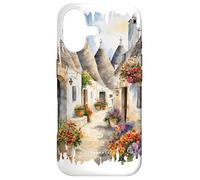 Custodia per iPhone 17 Alberobello Puglia dipinto acquerello arte vintage Italia