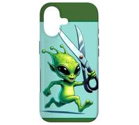 Custodia per iPhone 17 Alien corre con le forbici divertente