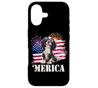 Custodia per iPhone 17 American 4th July Fourth USA Flag Tri Color Cavalier Dog