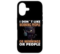 Custodia per iPhone 17 Angry Black Cat Bere Caffè Non mi piace Mattina Persone