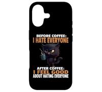 Custodia per iPhone 17 Angry Black Cat Bere Caffè Prima del Caffè Odio Tutti