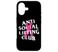 Custodia per iPhone 17 Anti Social Lifting Club: Cancellato Rosa (anteriore + posteriore)