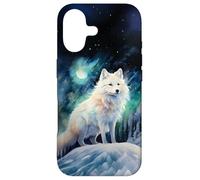 Custodia per iPhone 17 Arctic Fox Aurora sotto una luna e cielo stellato acquerello