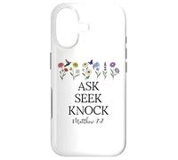 Custodia per iPhone 17 Ask Seek Knock Bible Verse Matthew 7:7 Scripture Christian