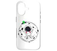 Custodia per iPhone 17 Astronauta del fumetto che galleggia sulla luna con l'alieno verde che sbircia