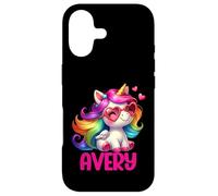 Custodia per iPhone 17 Avery - Unicorno colorato con nome personalizzato, da donna