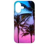 Custodia per iPhone 17 Bella Viola Rosa Blu Tramonto Tropicale Palma Paradiso