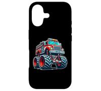 Custodia per iPhone 17 Big Wheels Fire Truck Firefighter Kids Boys Monster Truck