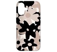 Custodia per iPhone 17 Black Beige Floral Retro Modern Boho Bohemian Flower Pattern