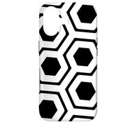 Custodia per iPhone 17 Black-White Honeycomb Hexagon Maze Hi-Tech Space Pattern
