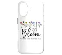 Custodia per iPhone 17 Bloom Where God Plants You Bible Verse Jesus God Planted You
