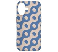 Custodia per iPhone 17 Blue Beige Cream Chained Ovals Circles Wavy Lines Pattern