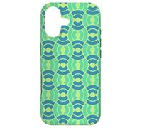 Custodia per iPhone 17 Blue Green Scales Waves Arcs Mid-Century Pattern