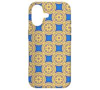 Custodia per iPhone 17 Blue Mustard Yellow Dot Circle Celestial Sun Stars Folk Art