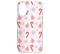 Custodia per iPhone 17 Blush Pink Snowflake Christmas Tree Candy Cane Pattern
