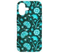 Custodia per iPhone 17 Boho Flowers Bold Aqua Ocean Disegnato A Mano Fiori Tropicali