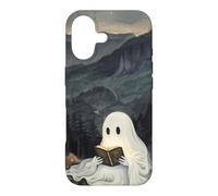 Custodia per iPhone 17 Bookish Ghost Reading Book Reader Mountain Scene