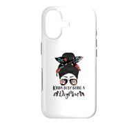 Custodia per iPhone 17 Boston Terrier Kinda Busy Being A Dog Mom Messy Bun