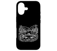 Custodia per iPhone 17 Brook Trout Line Art Design per la pesca in montagna