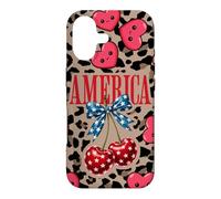 Custodia per iPhone 17 Brown Cheetah America Girls Leopard Print Cherry E Bow