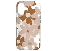 Custodia per iPhone 17 Brown White Beige Flower Retro Modern Boho Bohemian Pattern