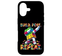 Custodia per iPhone 17 Build Pose Repeat Funny Blocks Bricks Toy Master Builder