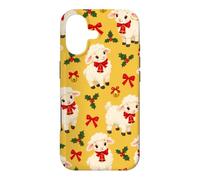 Custodia per iPhone 17 Campana con fiocco di agnello giallo senape rosso per Natale