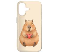 Custodia per iPhone 17 Carino Capibara Holding Cuore Rosso Valentine Love