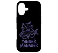 Custodia per iPhone 17 Cat Dinner Manager Divertente Felino Fish Amante