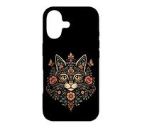 Custodia per iPhone 17 Cat Mom Floral Folk Art Amante dei gatti Boho Feline