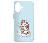 Custodia per iPhone 17 Chibi Unicorno Mangia Arcobaleno Spaghetti Pasta Grafica