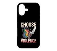 Custodia per iPhone 17 Choose Violence Funny Butterfly Knife Contrasto Meme Eccentrico