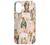 Custodia per iPhone 17 Collage cristiano cattolico floreale vintage della Vergine