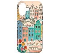 Custodia per iPhone 17 Colorato, amsterdam, paesaggio, disegno, con, biciclette, e, canale, ho