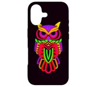 Custodia per iPhone 17 Colorful Owl Line Art Geometrico Astratto Notte Uccello Gra