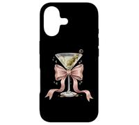 Custodia per iPhone 17 Coquette Pink Bow E Cocktail Olive Martini Bere Girly