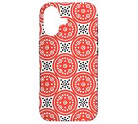 Custodia per iPhone 17 Coral Red Wheels Circles Dots Art Nouveau Folk Pattern