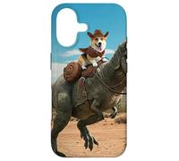 Custodia per iPhone 17 Cowboy Corgi equitazione un T-Rex attraverso il deserto