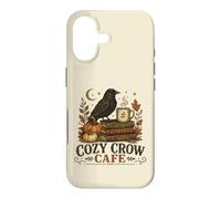 Custodia per iPhone 17 Cozy Crow Cafe, design vintage per amanti del caffè autunnale